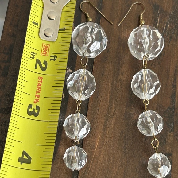 90’s Vintage Faux Crystal Bead Drop Earrings 90s - Picture 5 of 9